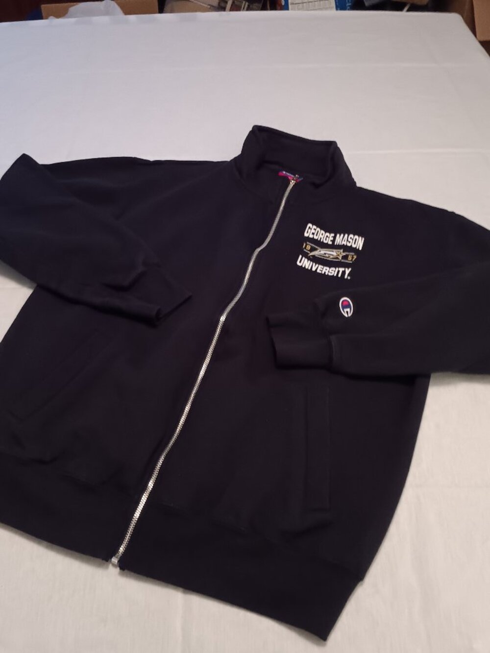 Champion George Mason University Patriots Full Zip Black Jacket Men's Large